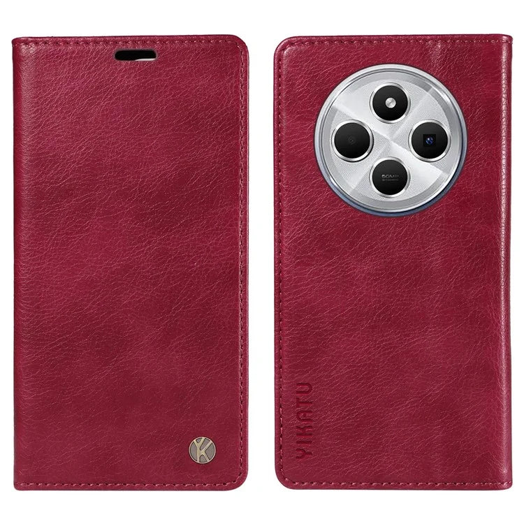 YIKATU YK-006 For Xiaomi Redmi 14C 4G Case Wallet Litchi Grain Leather Phone Cover Magnetic Auto-Absorbed