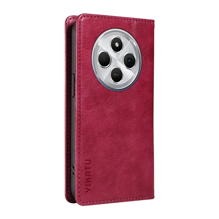 YIKATU YK-006 For Xiaomi Redmi 14C 4G Case Wallet Litchi Grain Leather Phone Cover Magnetic Auto-Absorbed