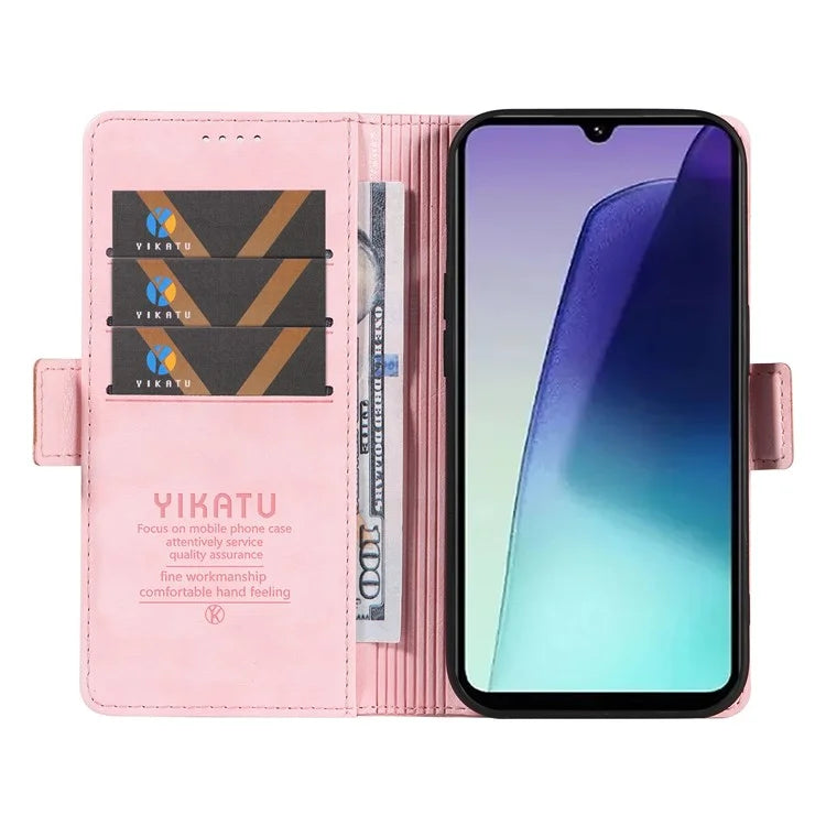 YIKATU YK-007 For Xiaomi Redmi 14C 4G Case Side Buckle PU Leather Phone Cover Litchi Texture