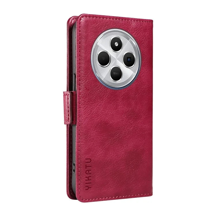 YIKATU YK-007 For Xiaomi Redmi 14C 4G Case Side Buckle PU Leather Phone Cover Litchi Texture