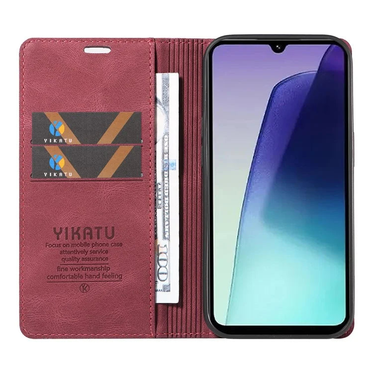 YIKATU YK-004 For Xiaomi Redmi 14C 4G Case Leather Skin-Touch Phone Cover Magnetic Auto-Absorbed