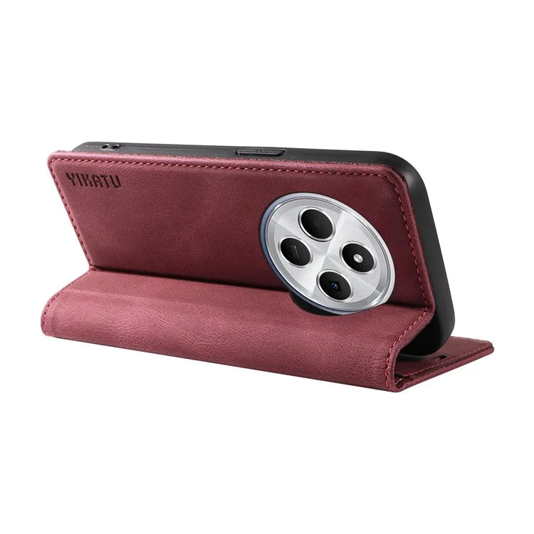 YIKATU YK-004 For Xiaomi Redmi 14C 4G Case Leather Skin-Touch Phone Cover Magnetic Auto-Absorbed