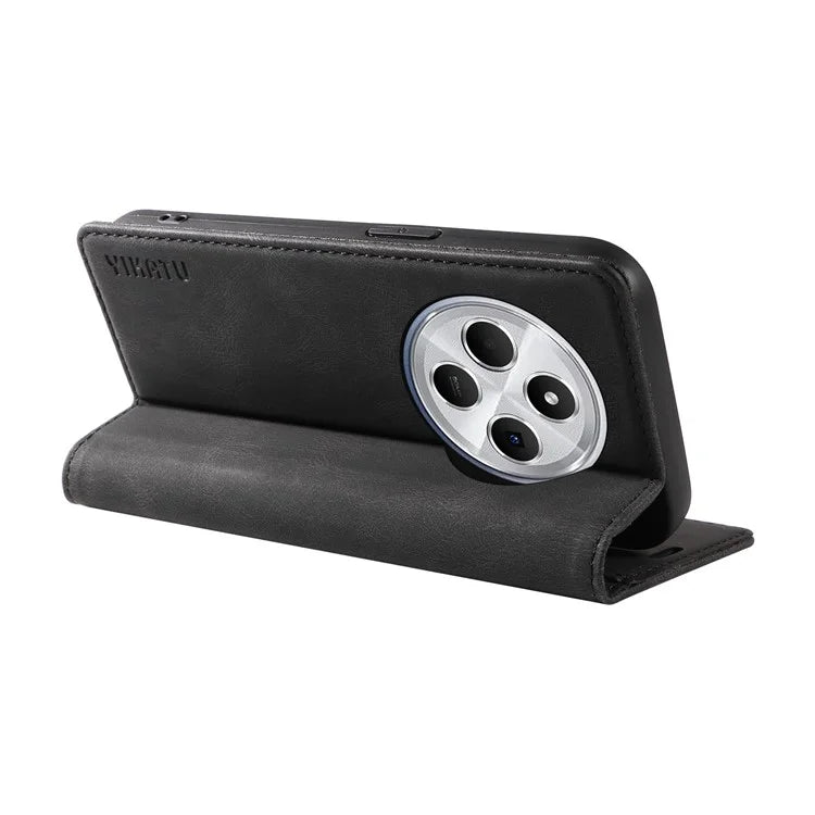 YIKATU YK-004 For Xiaomi Redmi 14C 4G Case Leather Skin-Touch Phone Cover Magnetic Auto-Absorbed