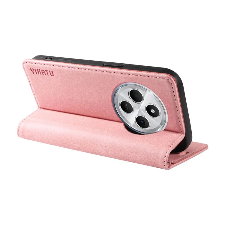 YIKATU YK-004 For Xiaomi Redmi 14C 4G Case Leather Skin-Touch Phone Cover Magnetic Auto-Absorbed