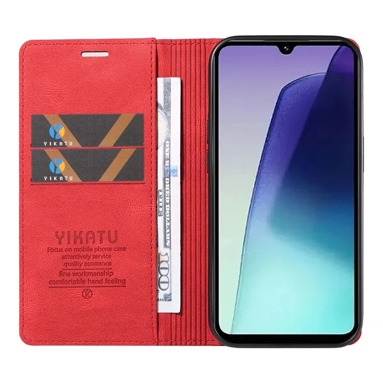 YIKATU YK-004 For Xiaomi Redmi 14C 4G Case Leather Skin-Touch Phone Cover Magnetic Auto-Absorbed