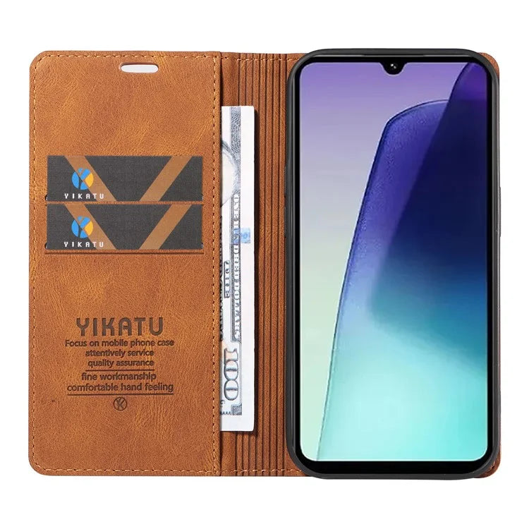 YIKATU YK-004 For Xiaomi Redmi 14C 4G Case Leather Skin-Touch Phone Cover Magnetic Auto-Absorbed