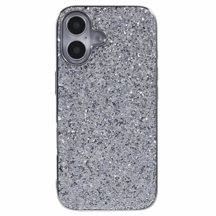 For iPhone 16 Case TPU + PC Sparkling Glitter Phone Back Cover