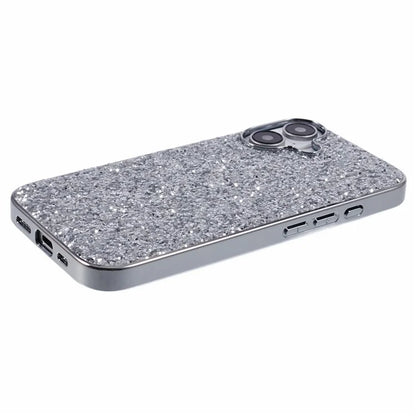 For iPhone 16 Case TPU + PC Sparkling Glitter Phone Back Cover