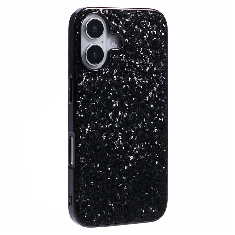 For iPhone 16 Case TPU + PC Sparkling Glitter Phone Back Cover