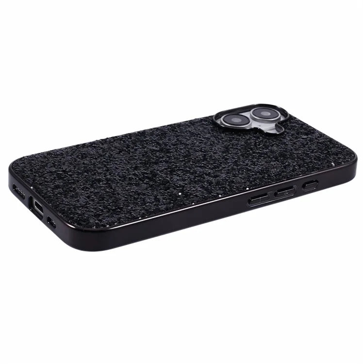 For iPhone 16 Case TPU + PC Sparkling Glitter Phone Back Cover
