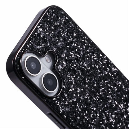For iPhone 16 Case TPU + PC Sparkling Glitter Phone Back Cover