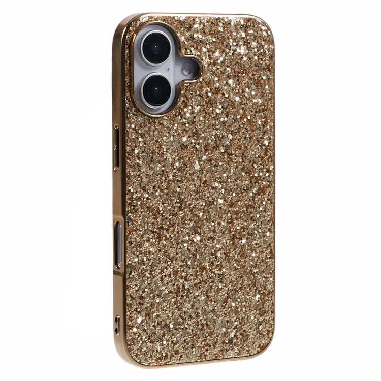 For iPhone 16 Case TPU + PC Sparkling Glitter Phone Back Cover