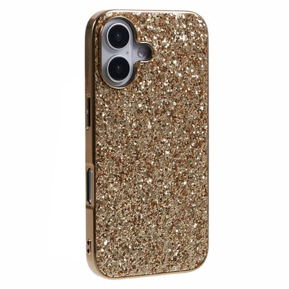 For iPhone 16 Case TPU + PC Sparkling Glitter Phone Back Cover