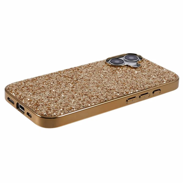 For iPhone 16 Case TPU + PC Sparkling Glitter Phone Back Cover