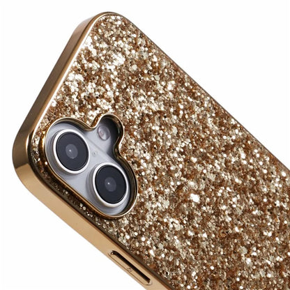 For iPhone 16 Case TPU + PC Sparkling Glitter Phone Back Cover