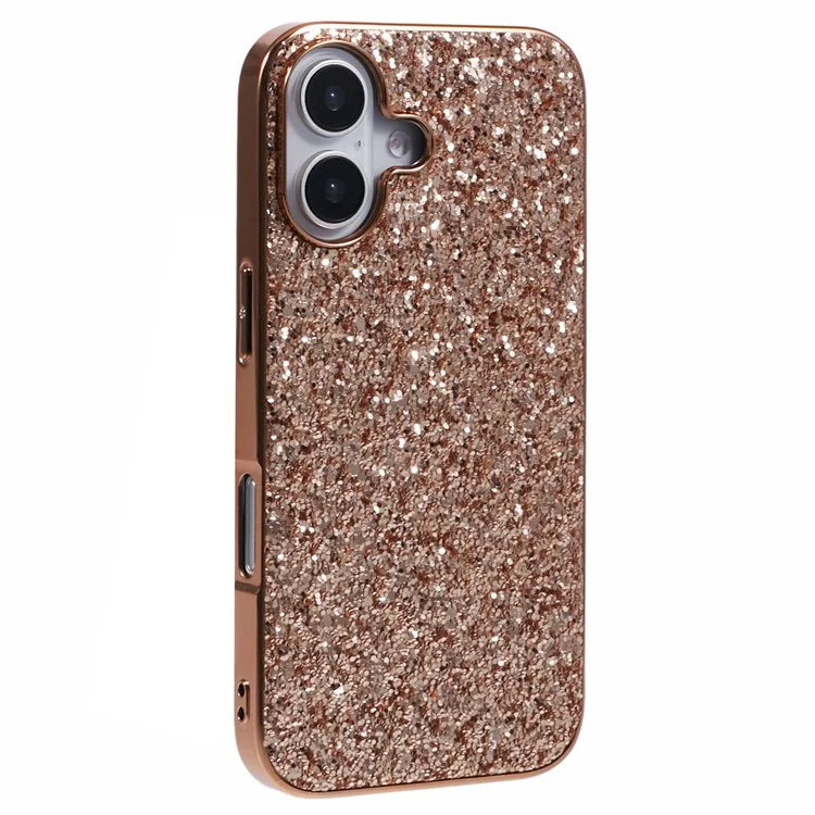 For iPhone 16 Case TPU + PC Sparkling Glitter Phone Back Cover