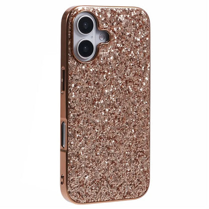 For iPhone 16 Case TPU + PC Sparkling Glitter Phone Back Cover