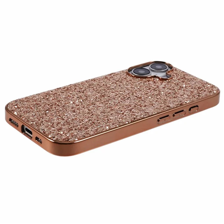For iPhone 16 Case TPU + PC Sparkling Glitter Phone Back Cover