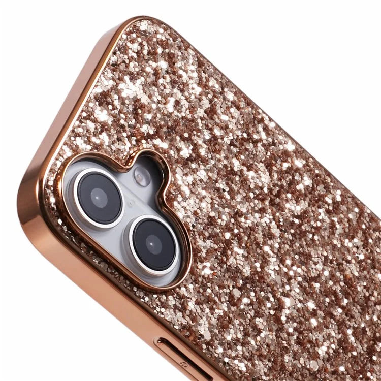 For iPhone 16 Case TPU + PC Sparkling Glitter Phone Back Cover