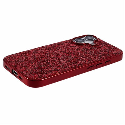 For iPhone 16 Case TPU + PC Sparkling Glitter Phone Back Cover