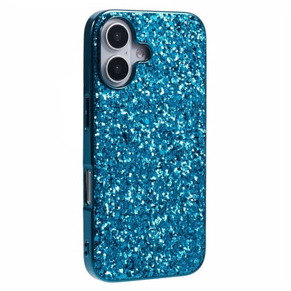 For iPhone 16 Case TPU + PC Sparkling Glitter Phone Back Cover
