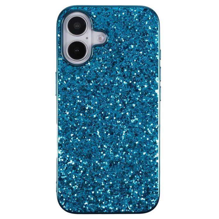For iPhone 16 Case TPU + PC Sparkling Glitter Phone Back Cover
