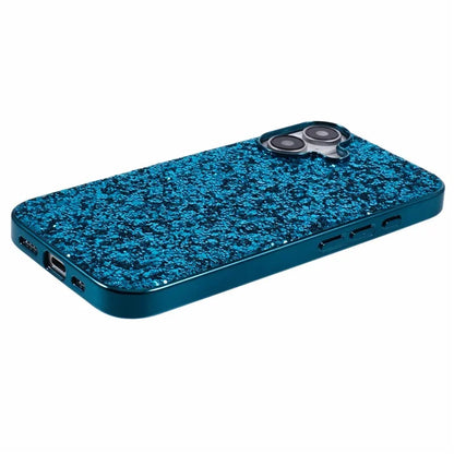 For iPhone 16 Case TPU + PC Sparkling Glitter Phone Back Cover