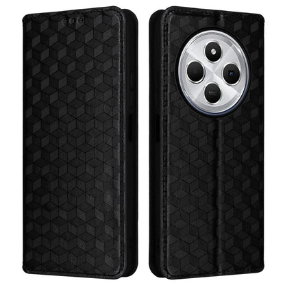 For Xiaomi Redmi 14C 4G Wallet Case Rhombus Imprinted Leather Phone Cover