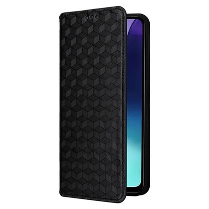 For Xiaomi Redmi 14C 4G Wallet Case Rhombus Imprinted Leather Phone Cover