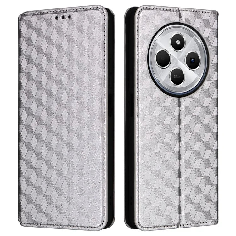 For Xiaomi Redmi 14C 4G Wallet Case Rhombus Imprinted Leather Phone Cover