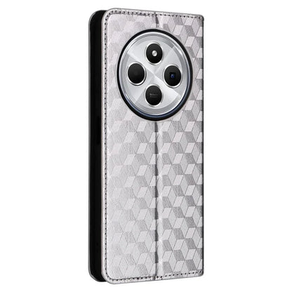 For Xiaomi Redmi 14C 4G Wallet Case Rhombus Imprinted Leather Phone Cover
