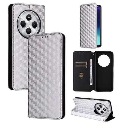 For Xiaomi Redmi 14C 4G Wallet Case Rhombus Imprinted Leather Phone Cover