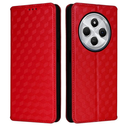 For Xiaomi Redmi 14C 4G Wallet Case Rhombus Imprinted Leather Phone Cover