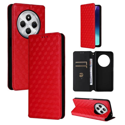 For Xiaomi Redmi 14C 4G Wallet Case Rhombus Imprinted Leather Phone Cover