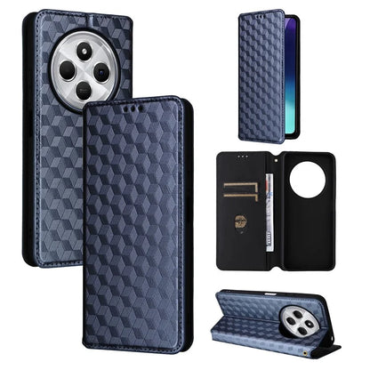 For Xiaomi Redmi 14C 4G Wallet Case Rhombus Imprinted Leather Phone Cover