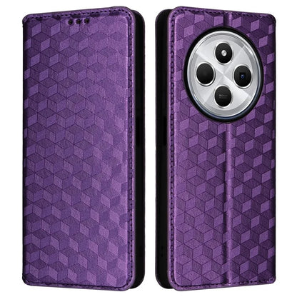 For Xiaomi Redmi 14C 4G Wallet Case Rhombus Imprinted Leather Phone Cover