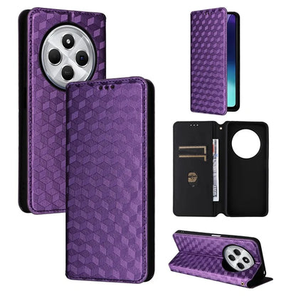 For Xiaomi Redmi 14C 4G Wallet Case Rhombus Imprinted Leather Phone Cover