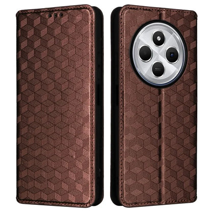 For Xiaomi Redmi 14C 4G Wallet Case Rhombus Imprinted Leather Phone Cover