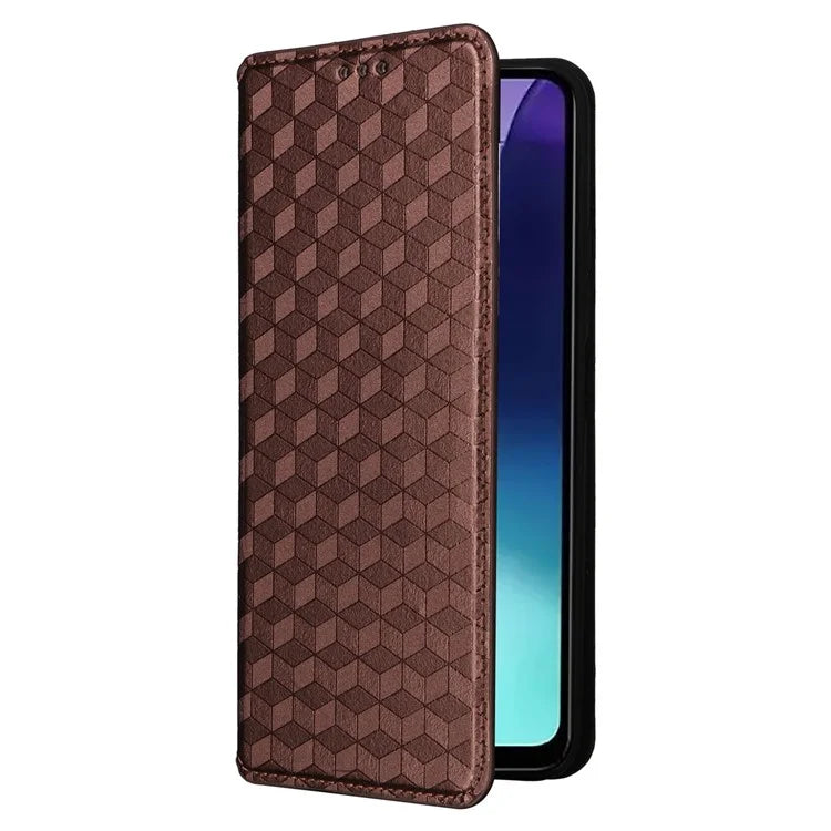 For Xiaomi Redmi 14C 4G Wallet Case Rhombus Imprinted Leather Phone Cover