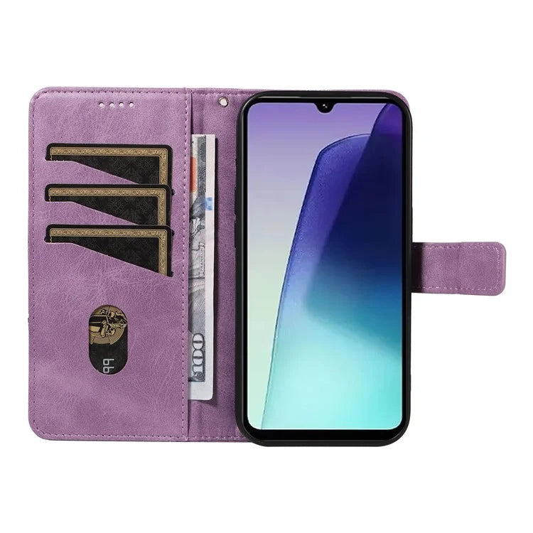 For Xiaomi Redmi 14C 4G Case Leather Geometric Line Wallet Phone Cover with Wrist Strap