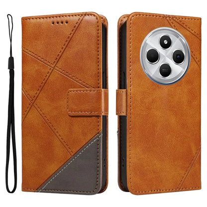 For Xiaomi Redmi 14C 4G Case Leather Geometric Line Wallet Phone Cover with Wrist Strap