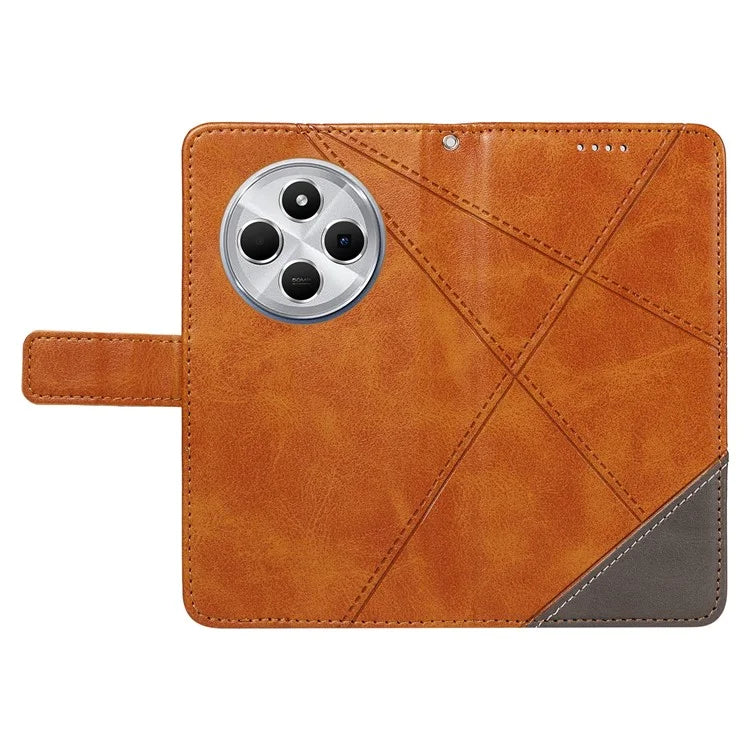 For Xiaomi Redmi 14C 4G Case Leather Geometric Line Wallet Phone Cover with Wrist Strap