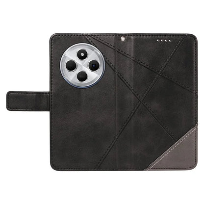 For Xiaomi Redmi 14C 4G Case Leather Geometric Line Wallet Phone Cover with Wrist Strap