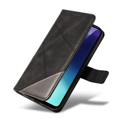 For Xiaomi Redmi 14C 4G Case Leather Geometric Line Wallet Phone Cover with Wrist Strap