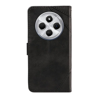 For Xiaomi Redmi 14C 4G Case Leather Geometric Line Wallet Phone Cover with Wrist Strap