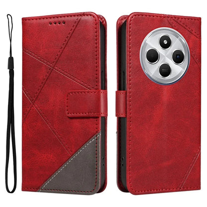 For Xiaomi Redmi 14C 4G Case Leather Geometric Line Wallet Phone Cover with Wrist Strap
