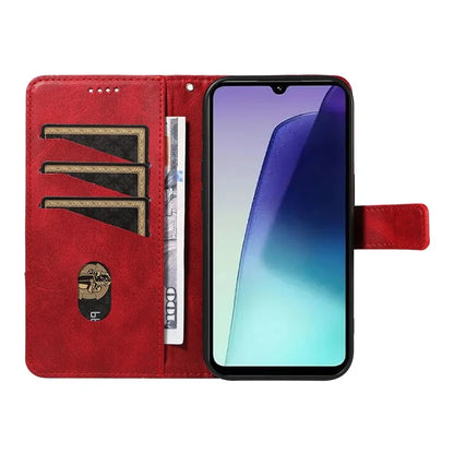 For Xiaomi Redmi 14C 4G Case Leather Geometric Line Wallet Phone Cover with Wrist Strap