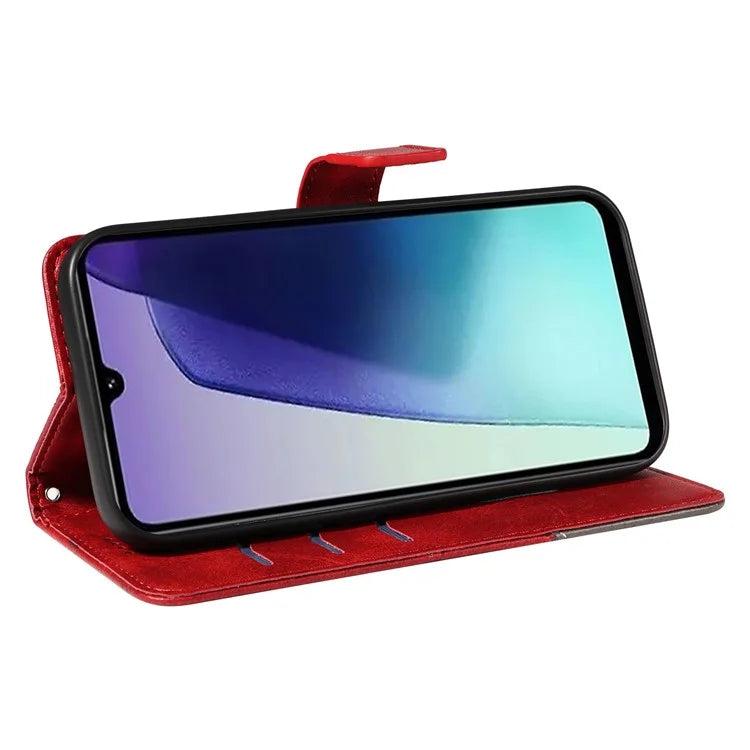 For Xiaomi Redmi 14C 4G Case Leather Geometric Line Wallet Phone Cover with Wrist Strap