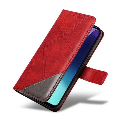 For Xiaomi Redmi 14C 4G Case Leather Geometric Line Wallet Phone Cover with Wrist Strap