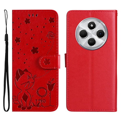 KT Imprinting Flower Series-4 For Xiaomi Redmi 14C 4G Case Cat Bee Pattern Leather Phone Cover